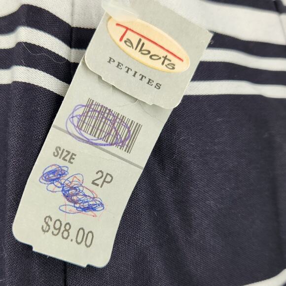 SALE Talbots Satin Navy and White Striped Pencil Skirt 2 Petite NWT - Picture 7 of 7